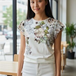 Women’s Ted Baker - Floral Graphic Print T-Shirt - Size 0